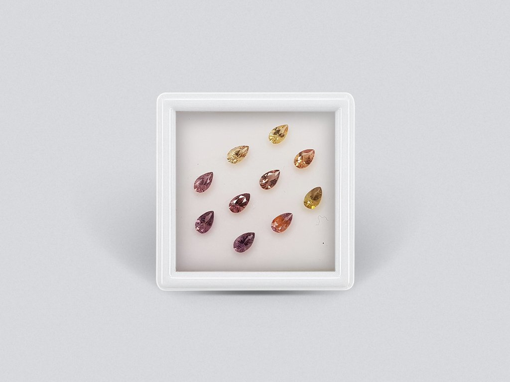 Set of calibrated sapphires 5x3 mm pear cut 2.58 carats/10 pcs  Image №1