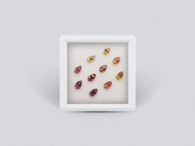 Set of calibrated sapphires 5x3 mm pear cut 2.58 carats/10 pcs  photo