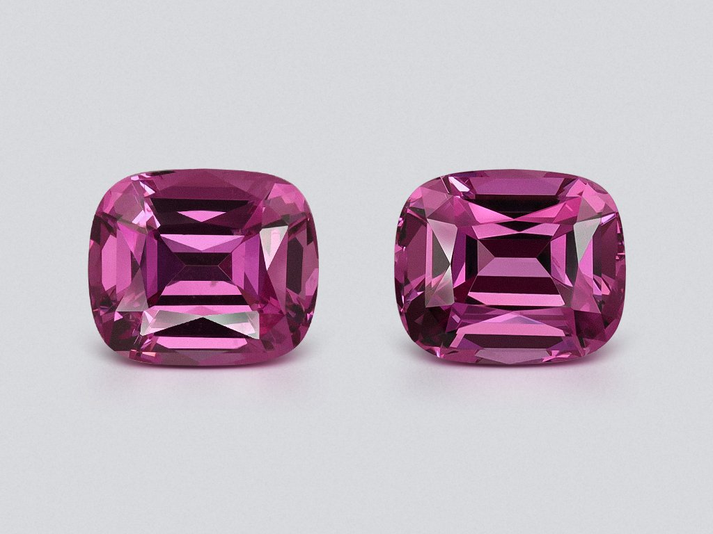 Pair of rhodolite garnets cushion cut 3.56 carats, Tanzania Image №1