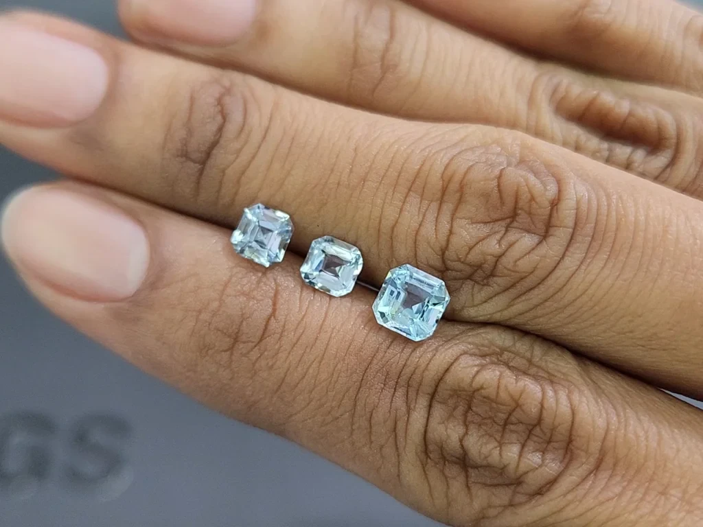 Set of aquamarines octagon cut 1.92 carats, Madagascar Image №1