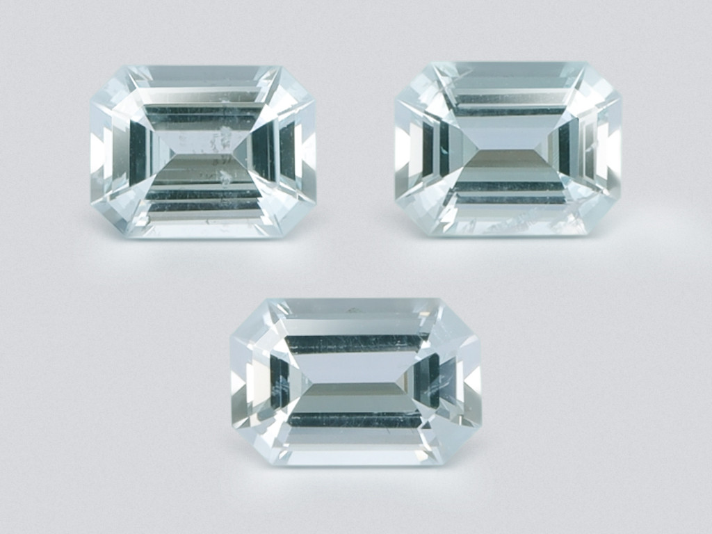 Set of aquamarines octagon cut 4.28 carats, Madagascar Image №1