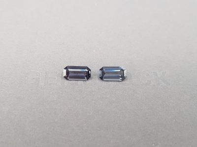 Pair of gray octagon-cut spinels 2.66 ct, Burma photo