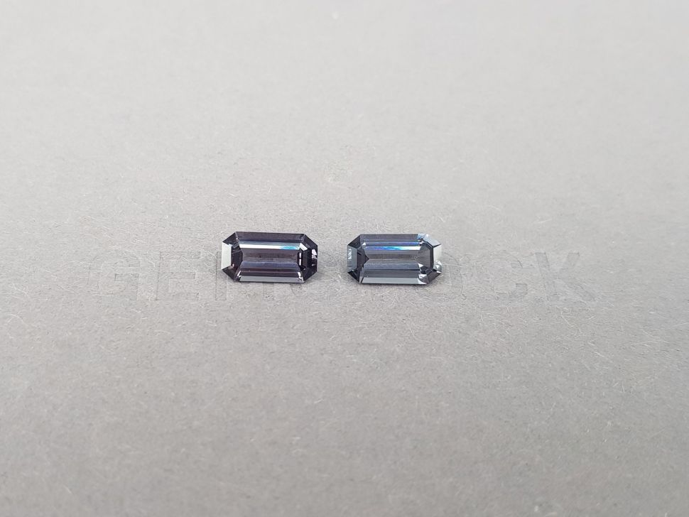 Pair of gray octagon-cut spinels 2.66 ct, Burma Image №1