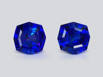 Pair of Royal Blue color tanzanites 29.70 ct in fancy cut, Tanzania photo