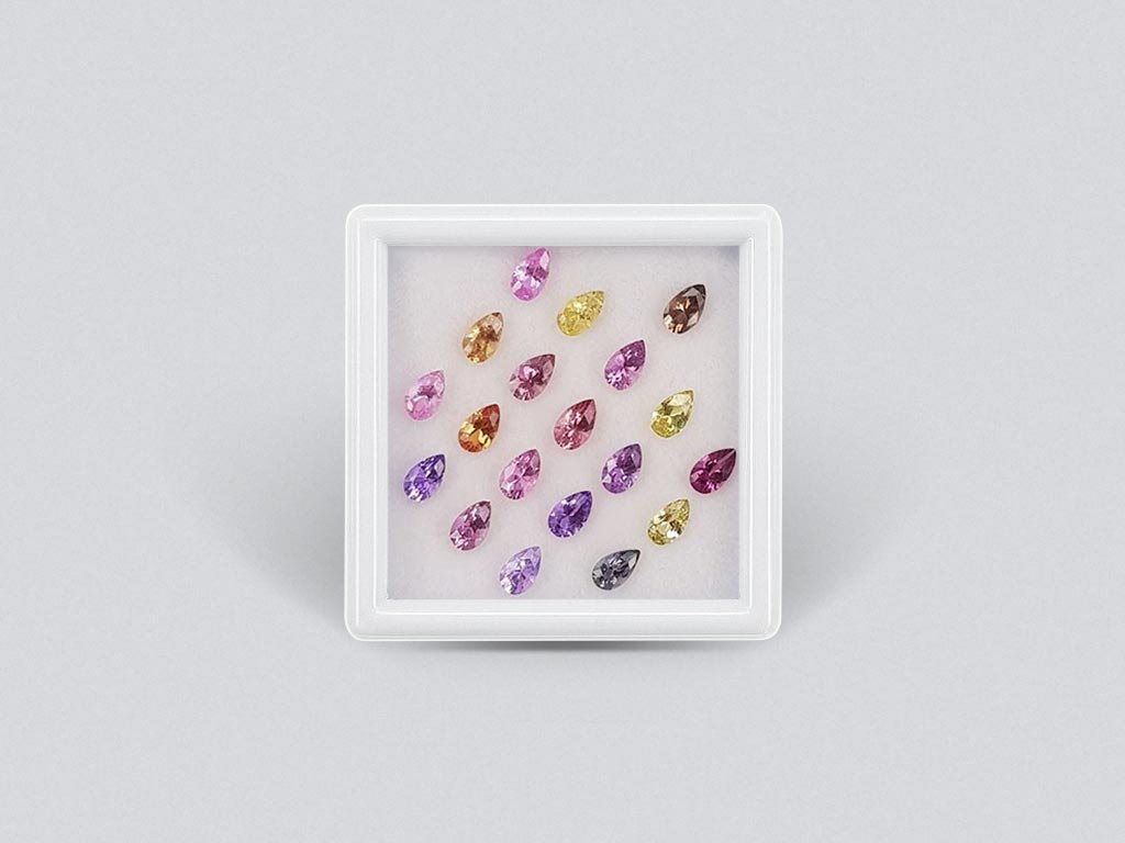 Set of calibrated sapphires 5x3 mm pear cut 4.77 carats/19 pcs Image №1