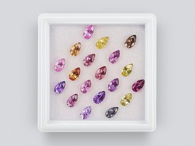Set of calibrated sapphires 5x3 mm pear cut 4.77 carats/19 pcs photo