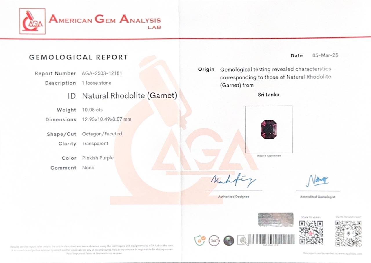 Grenat rhodolite taille octogonale 10,05 carats, Sri Lanka Image №6