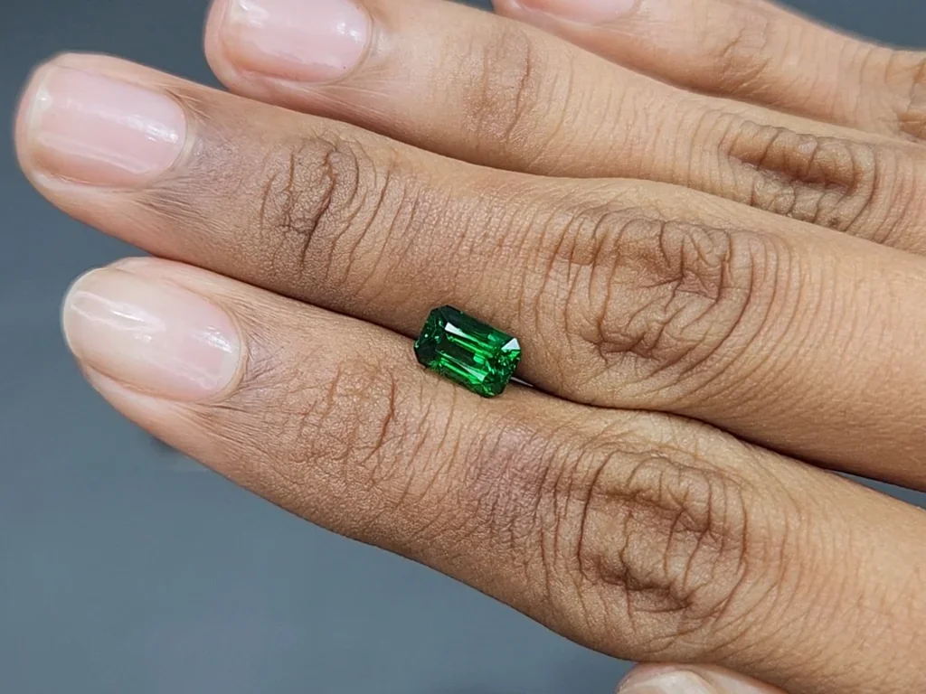 Leuchtend grüner tsavorit granat im achteckschliff 1,55 carats, Tansania  Image №2