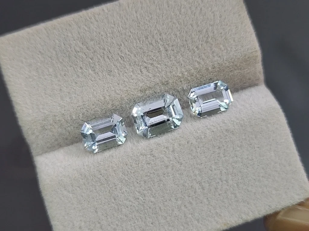 Set of aquamarines octagon cut 3.01 carats, Madagascar Image №5