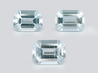Set of aquamarines octagon cut 3.01 carats, Madagascar photo