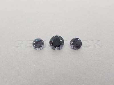 Set of gray spinel in round cut 4.43 ct, Burma photo