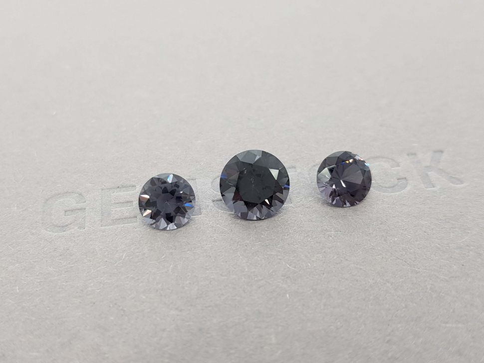 Set of gray spinel in round cut 4.43 ct, Burma Image №2