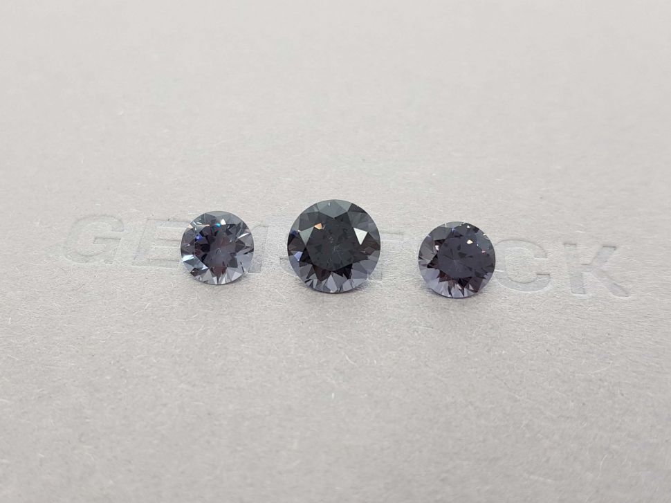 Set of gray spinel in round cut 4.43 ct, Burma Image №3