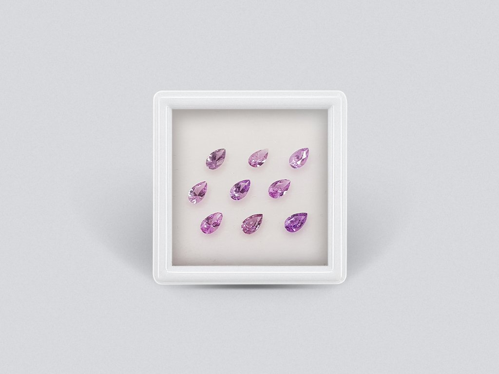 Set of calibrated sapphires 5x3 mm pear cut 2.16 carats/9 pcs  Image №1