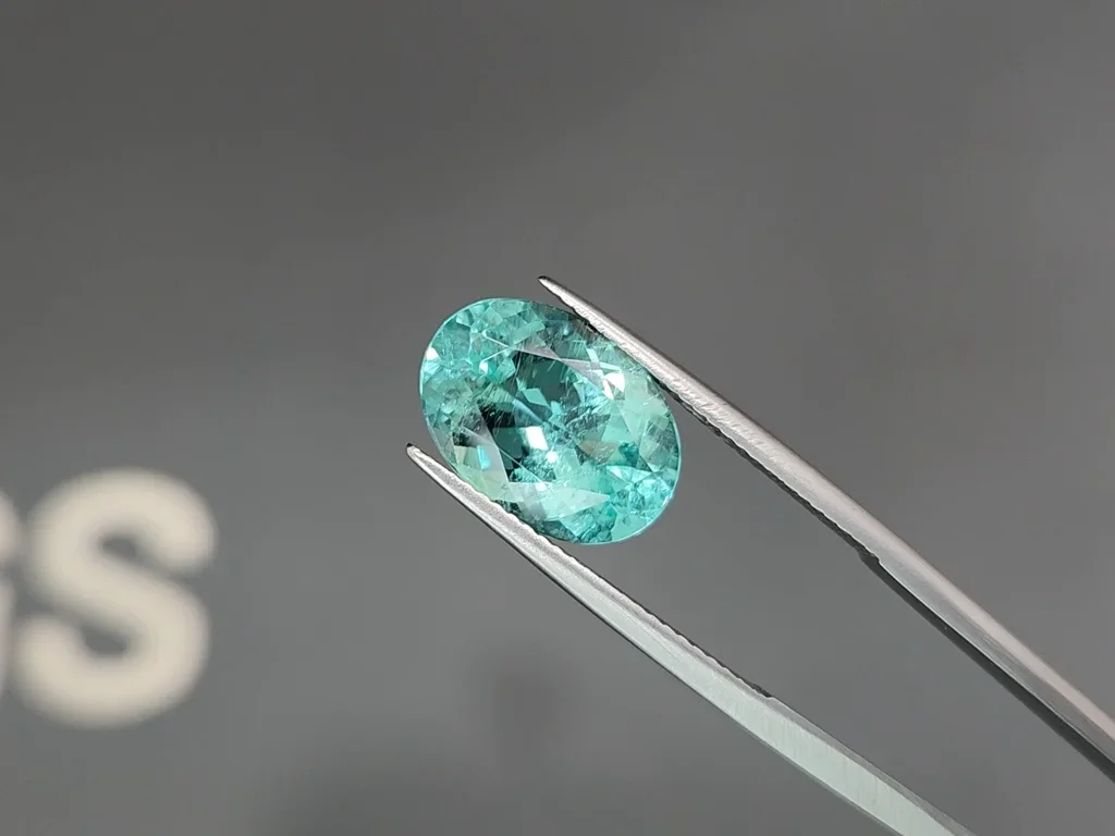 Turmalina Paraiba azul verdoso neón talla ovalada 5,51 quilates, Mozambique Image №3