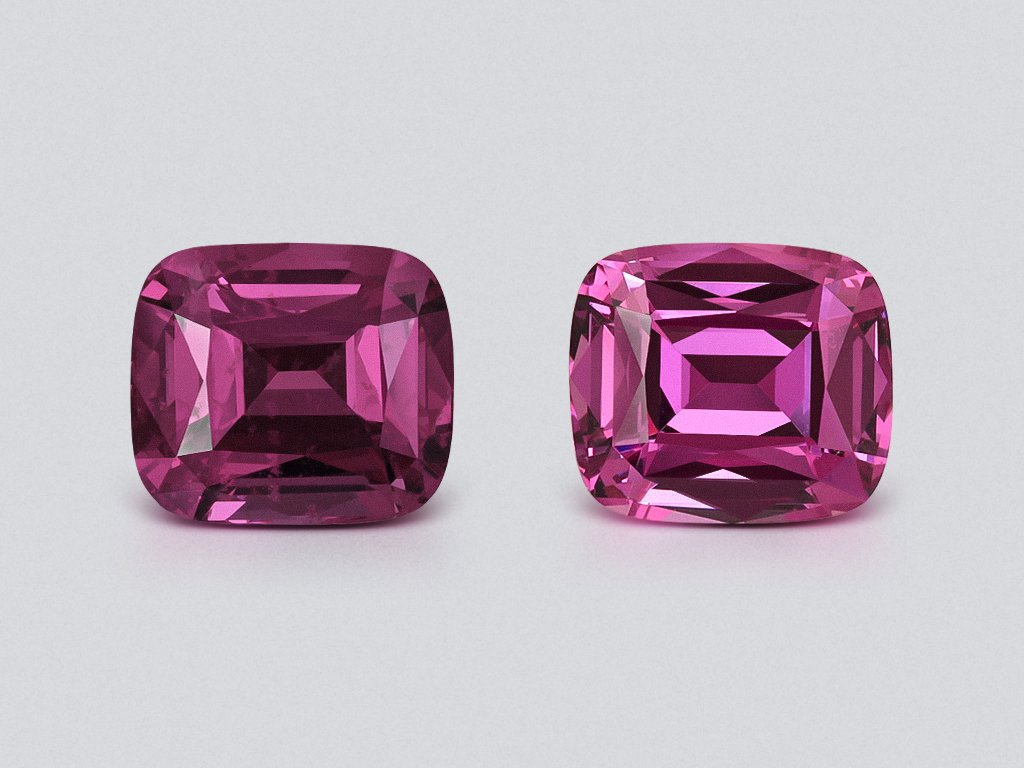 Pair of rhodolite garnets cushion cut 3.88 carats, Tanzania Image №1