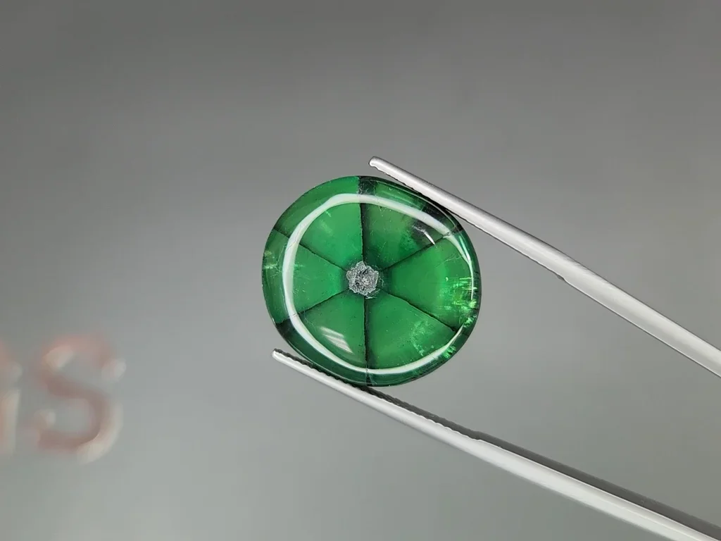 Großer leuchtend grüner trapiche smaragd im cabochonschliff 24,35 karats, Kolumbien Image №3