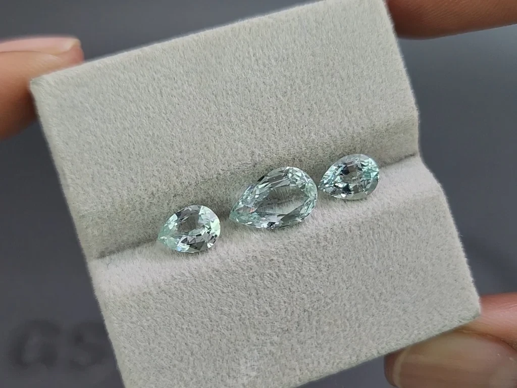 Ensemble aigues-marines taille poire, 2,83 carats, Madagascar Image №5