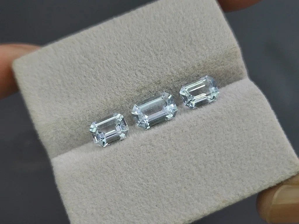 Set of aquamarines octagon cut  2.87 carats, Madagascar Image №5