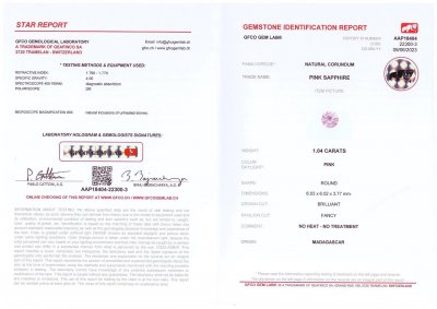 Certificate Vivid purple unheated round cut sapphire 1.04 ct, Madagascar
