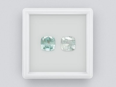 Pair of cushion cut blue tourmalines 5.37 ct photo