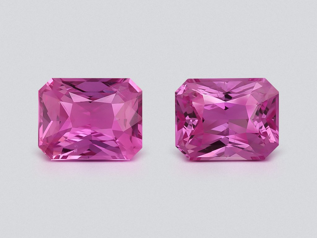 Par de zafiros Padparadscha de talla radiante sin calentar de 2,34 quilates, Madagascar Image №1