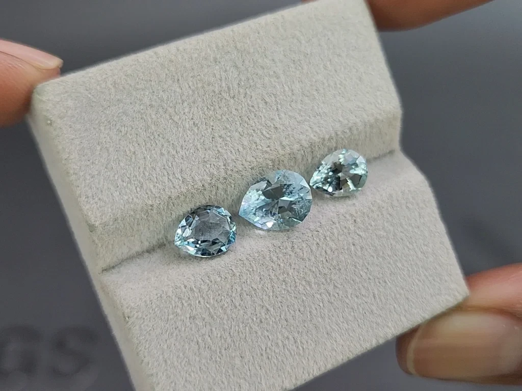 Ensemble aigues-marines taille poire, 2,78 carats, Madagascar Image №5