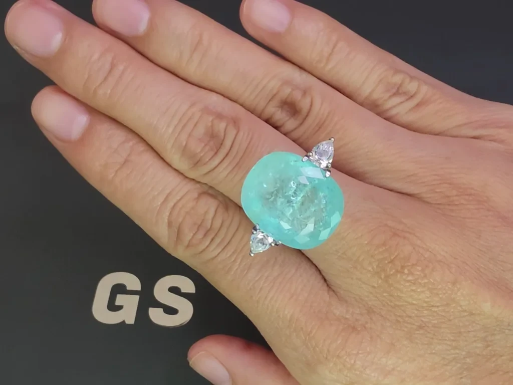 Neonfarbener, grünlich-blauer Paraíba turmalin im ovalschliff 18,72 karat, Mosambik Image №2