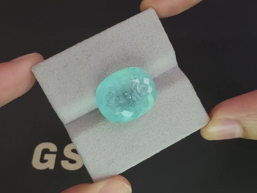 Neonfarbener, grünlich-blauer Paraíba turmalin im ovalschliff 18,72 karat, Mosambik Image №5