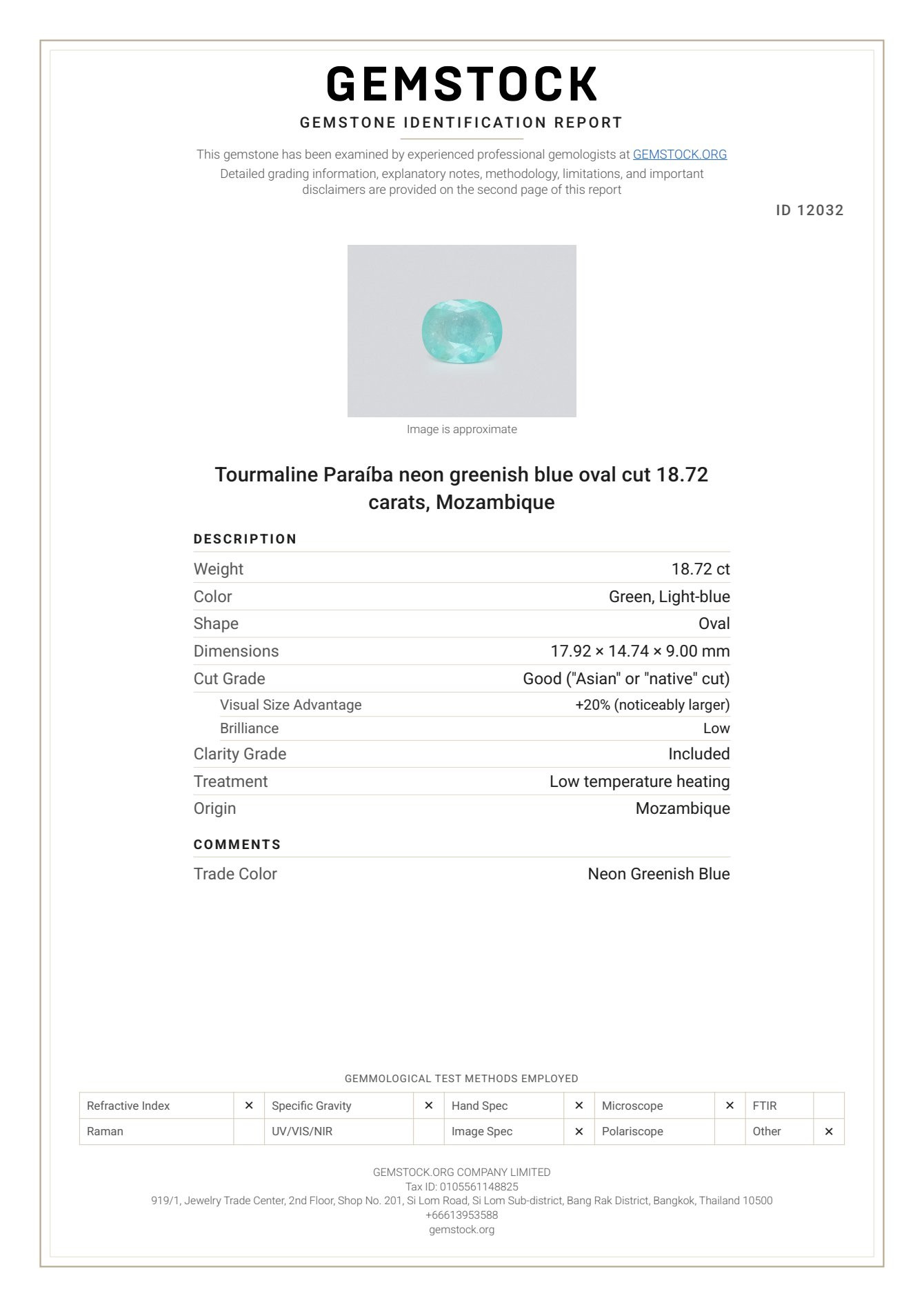 Neonfarbener, grünlich-blauer Paraíba turmalin im ovalschliff 18,72 karat, Mosambik Image №6