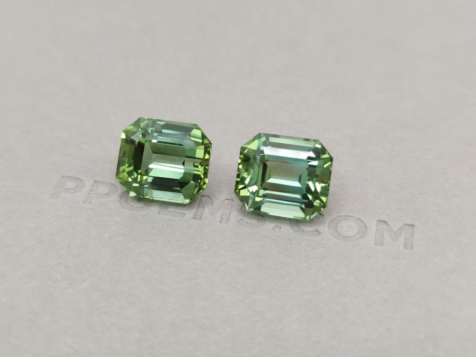 Pair of green octagon cut tourmalines 19.36 ct Image №3