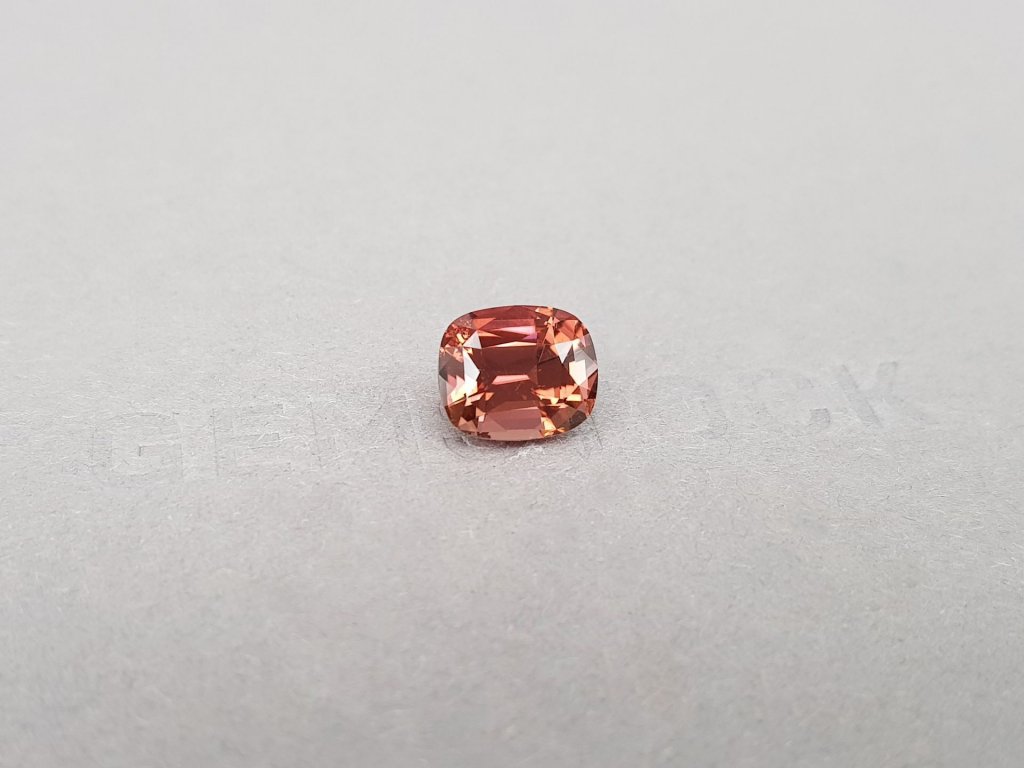 Orange-red cushion cut tourmaline 3.09 carats, Africa Image №2