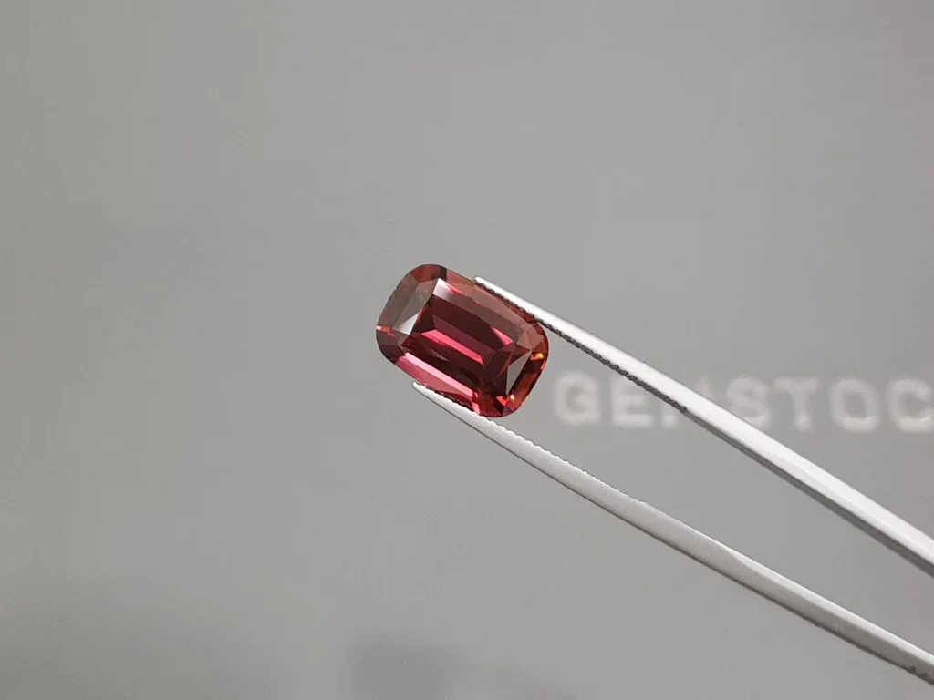 Orange-red tourmaline from Africa 7.79 carats in cushion cut Image №3