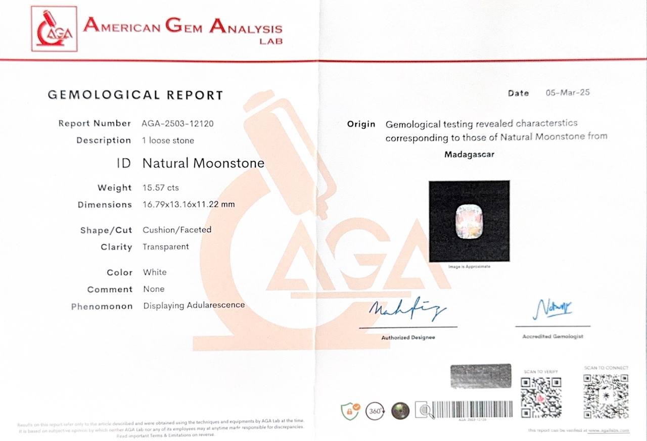 Large rainbow moonstone in cushion cut 15.57 carats, Madagascar Image №6