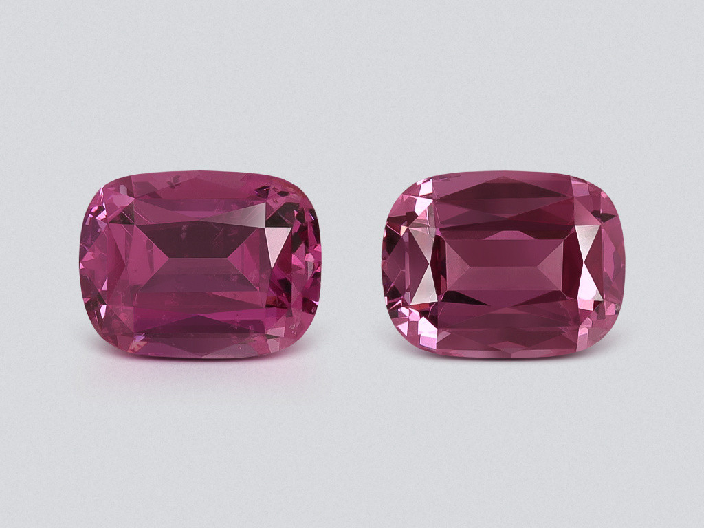 Pair of rhodolite garnets cushion cut 3.77 carats, Tanzania Image №1