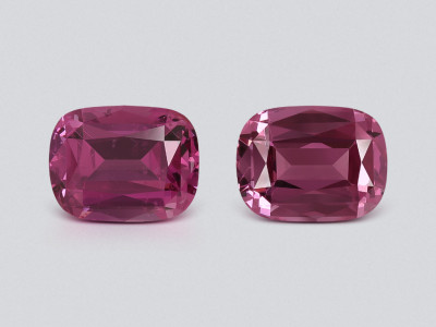 Pair of rhodolite garnets cushion cut 3.77 carats, Tanzania photo