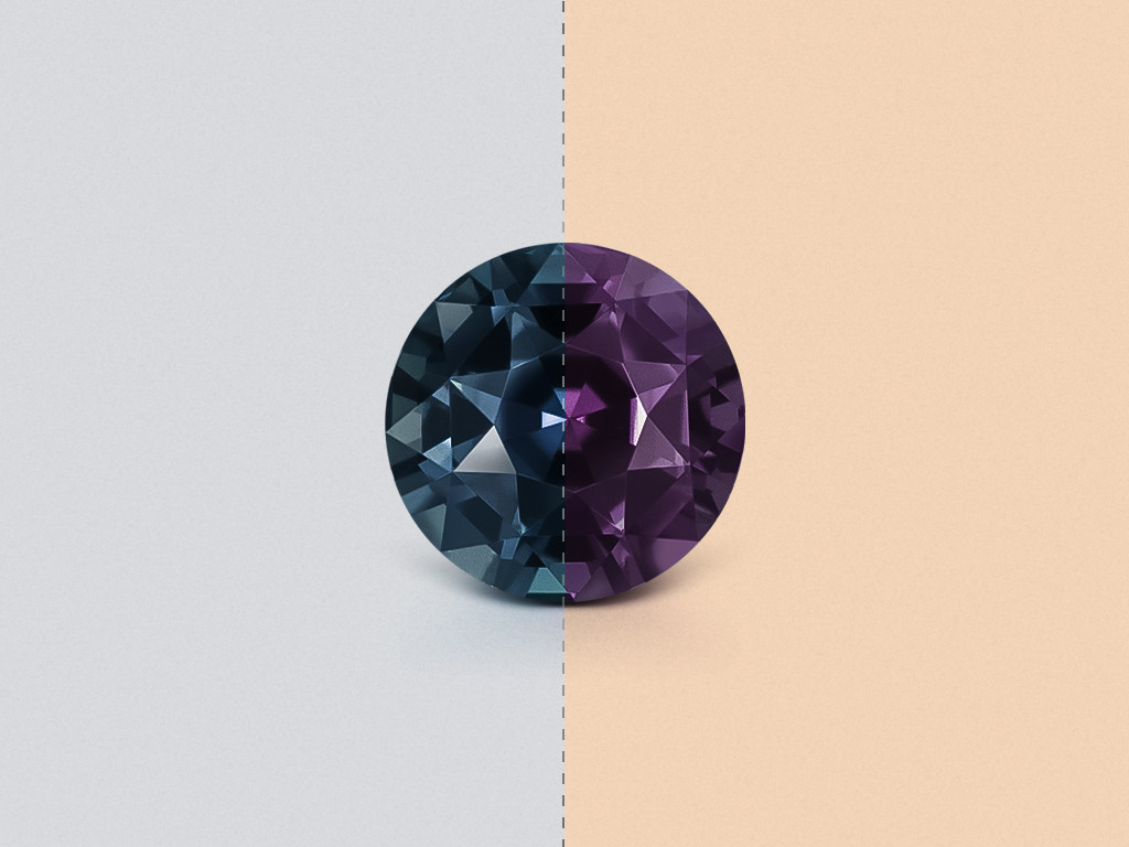 Saphir rond à changement de couleur de 1,62 carat, Sri Lanka Image №1