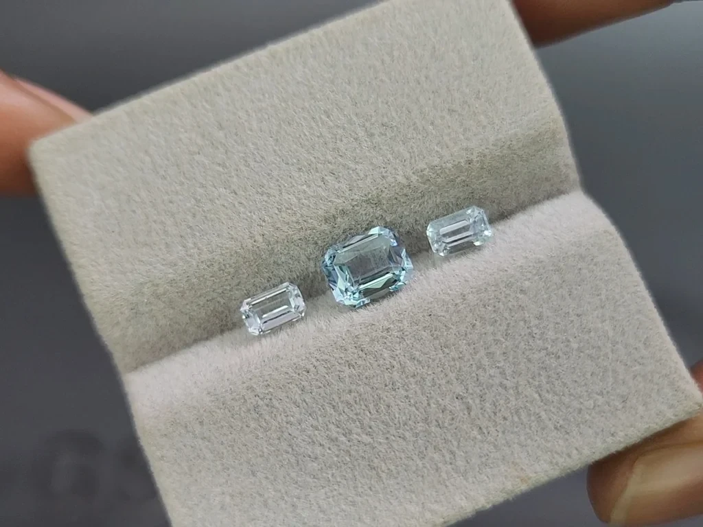 Set of aquamarines octagon cut 1.46 carats, Madagascar Image №4
