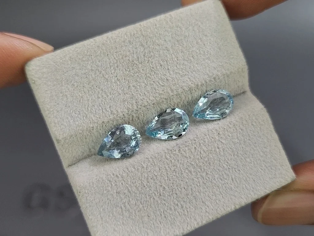Set of aquamarines in pear cut 2.72 carats, Madagascar Image №3