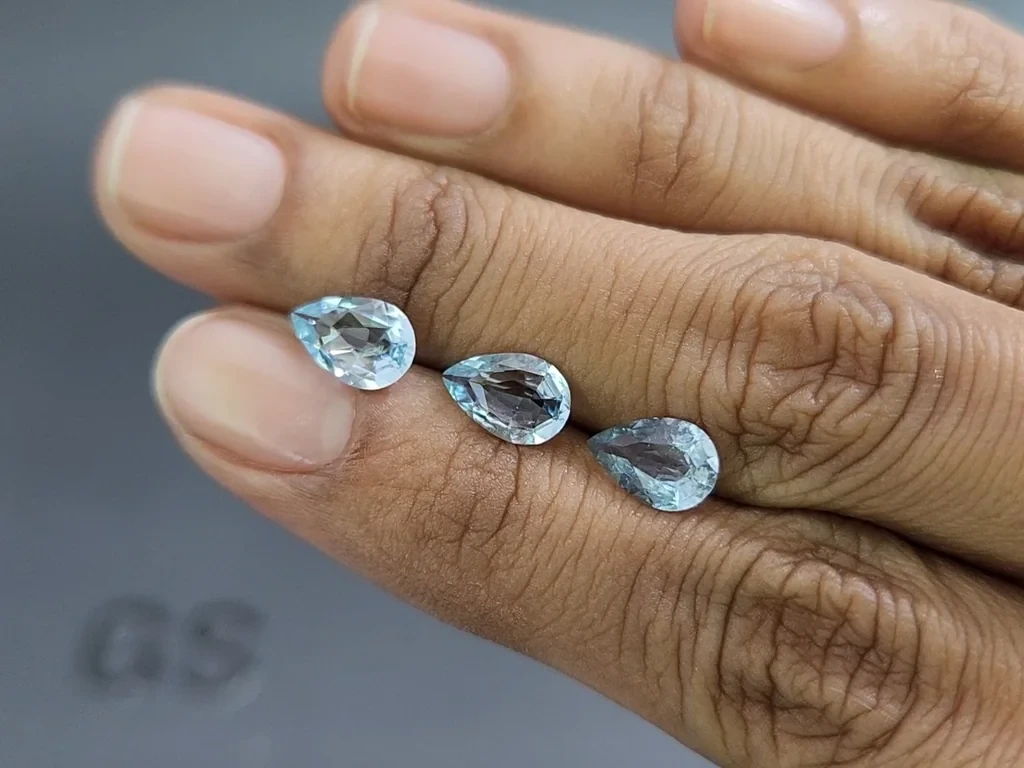 Set of aquamarines in pear cut 2.72 carats, Madagascar Image №2