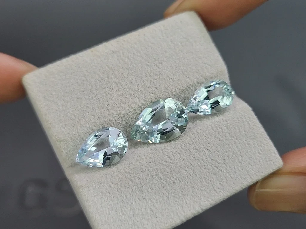 Ensemble aigues-marines taille poire, 7,33 carats, Madagascar Image №5