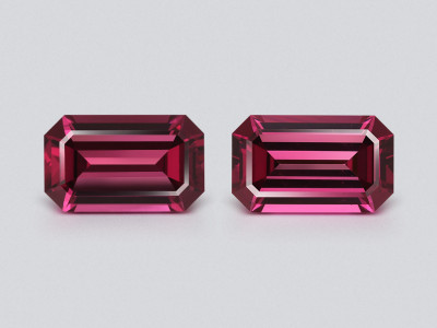 Pair of rhodolite garnets octagon cut 4.53 carats, Madagascar photo