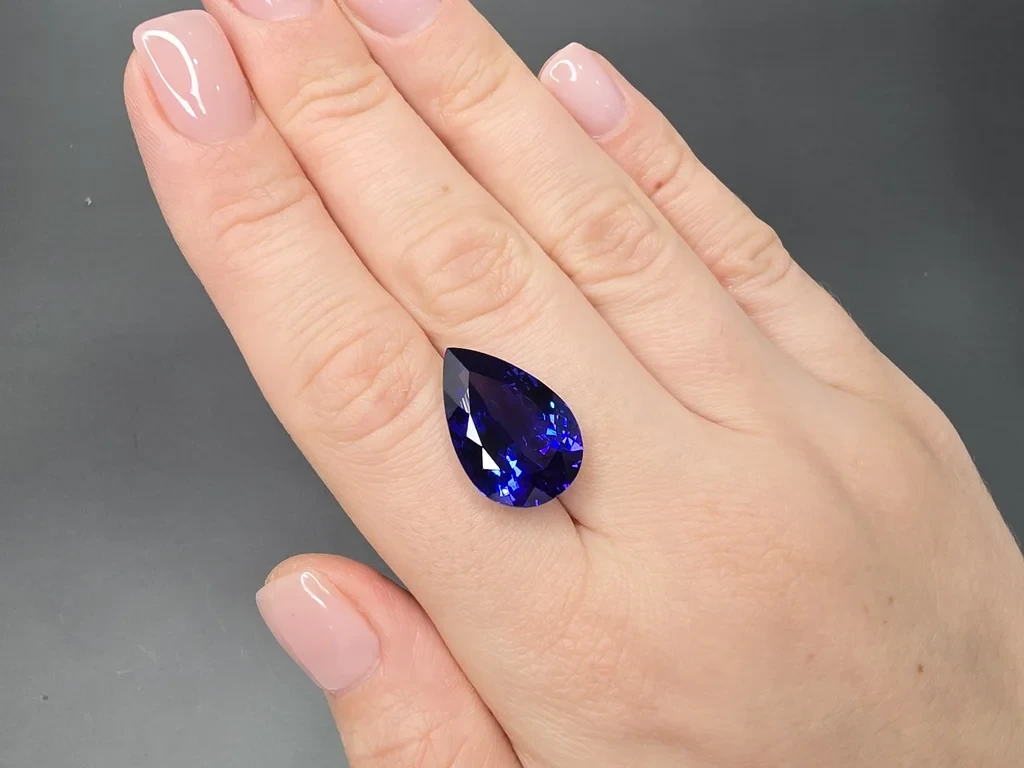 Vivid blue tanzanite in pear cut 16.29 carats, Tanzania Image №2