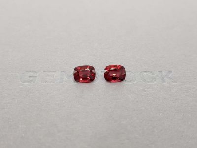 Pair of bright red spinels 2.06 ct, GFCO photo