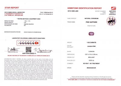 Certificate Unheated cushion cut violet sapphire 1.02 ct, Madagascar,
