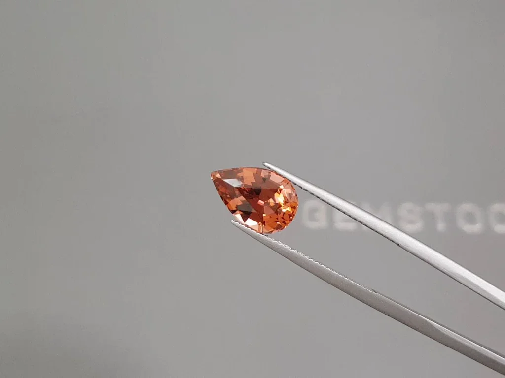 Intense red-orange tourmaline in pear-cut 3.63 carats, Africa Image №3