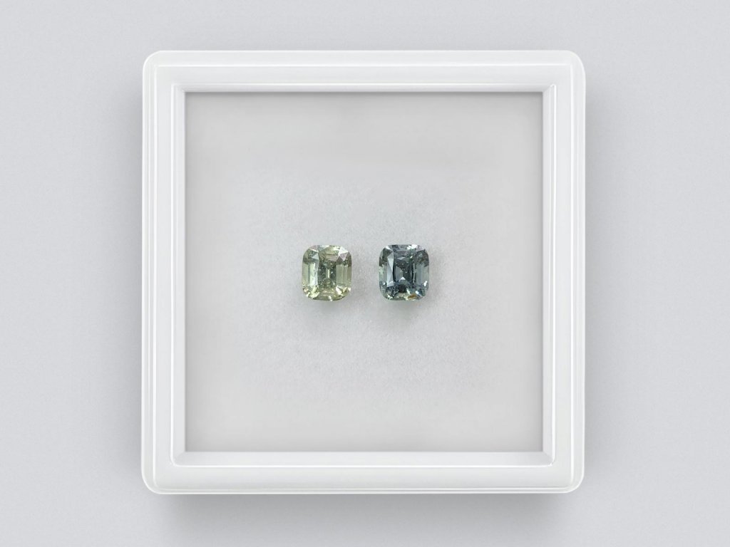 Pair of gray-blue unheated cushion cut sapphires 1.50 carats, Madagascar Image №1