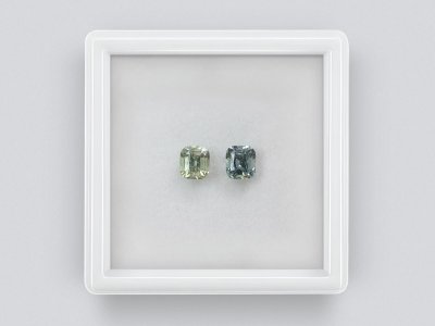 Pair of gray-blue unheated cushion cut sapphires 1.50 carats, Madagascar photo