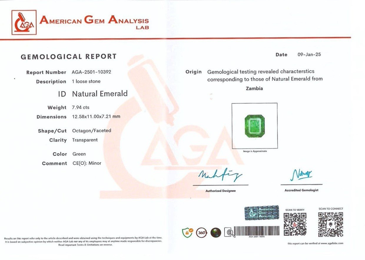 Émeraude taille octogonale 7,94 carats, Zambie  Image №6