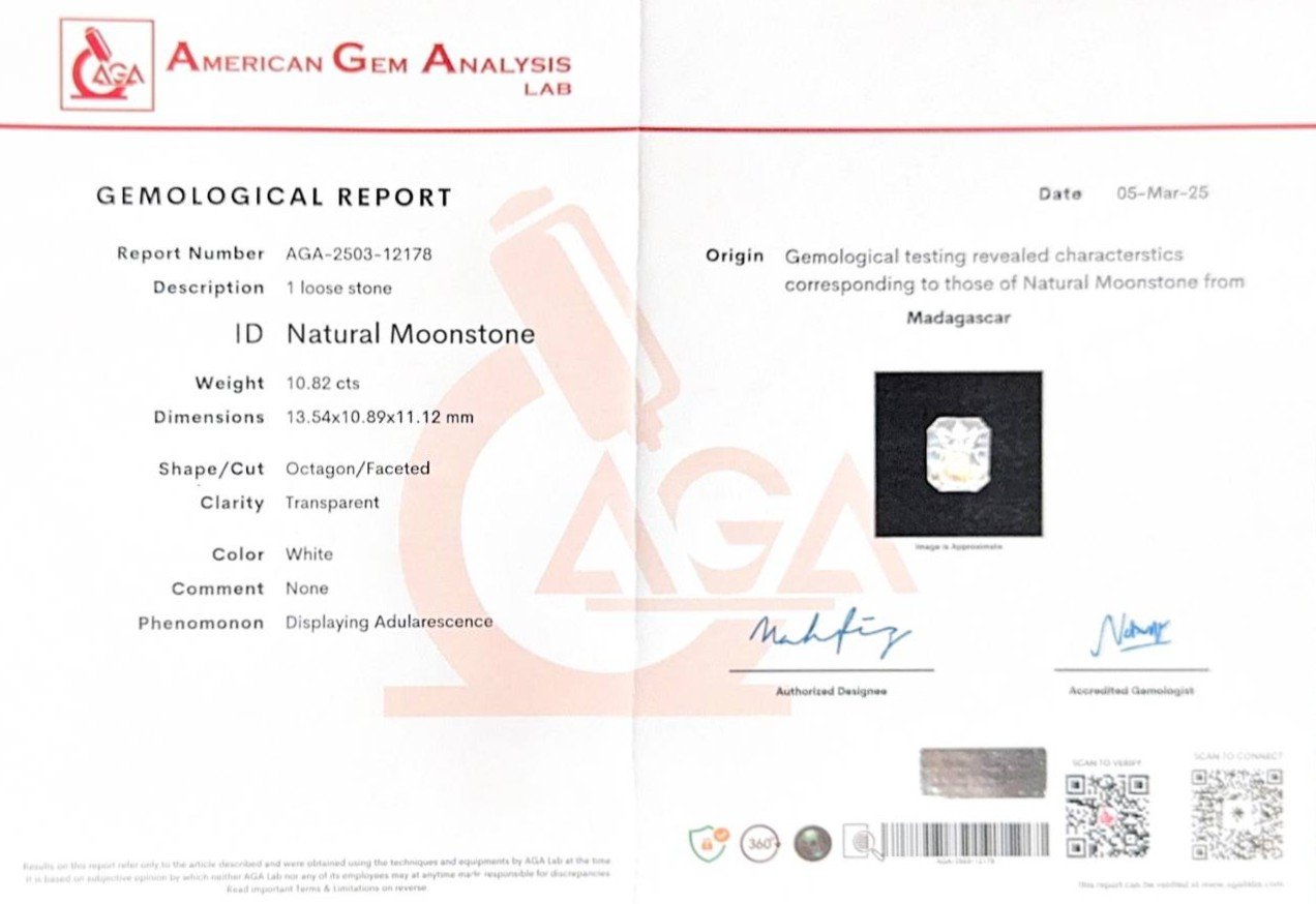 Piedra lunar arcoíris de talla radiante de 10,82 carats, Madagascar Image №6